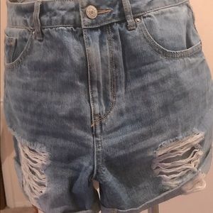 Forever 21 High rise cuffed denim shorts